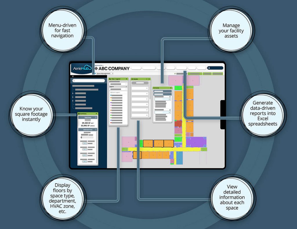 screenshot showing functionality of space management module