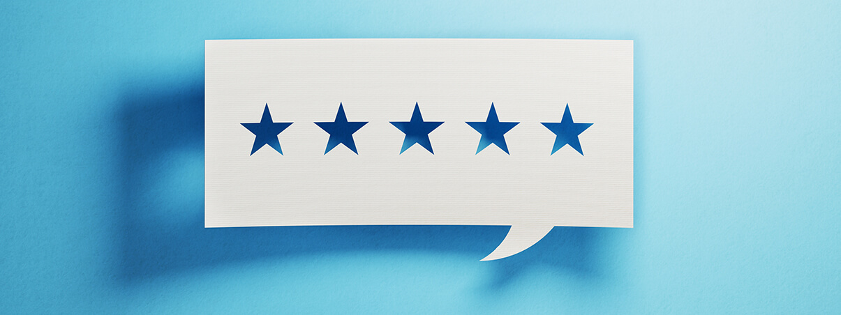 Image representing the five star rating that we have received from our clients.
