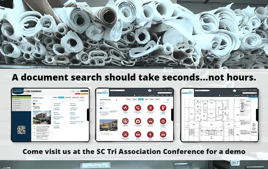 a banner promoting AerieHub's participation in SC Tri Association Conference