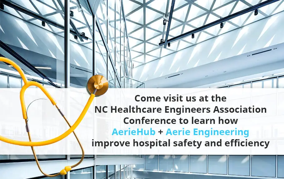 A banner promoting AerieHub's participation in NC Healthcare Engineers Association conference