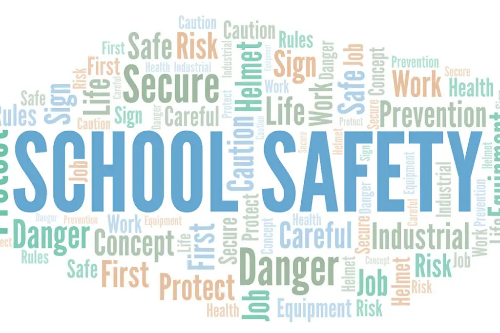a word cloud with the words school safety in the center