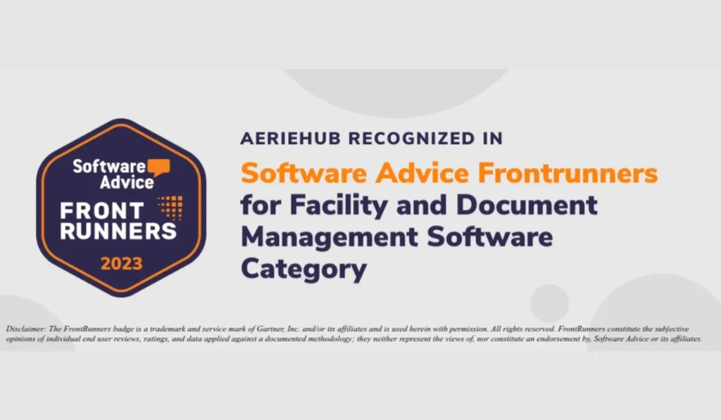 AerieHub recognized in 2023 Software Advice Frontrunners for Facility and Document Management Software Category