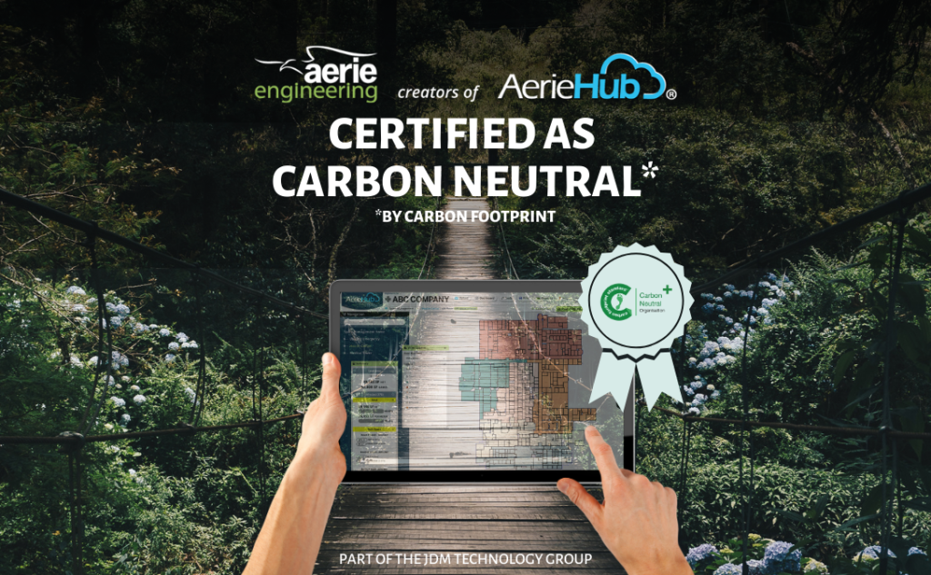 AerieHub Certified as Carbon Neutral by Carbon Footprint. AerieHub is part of the JDM Technology Group.