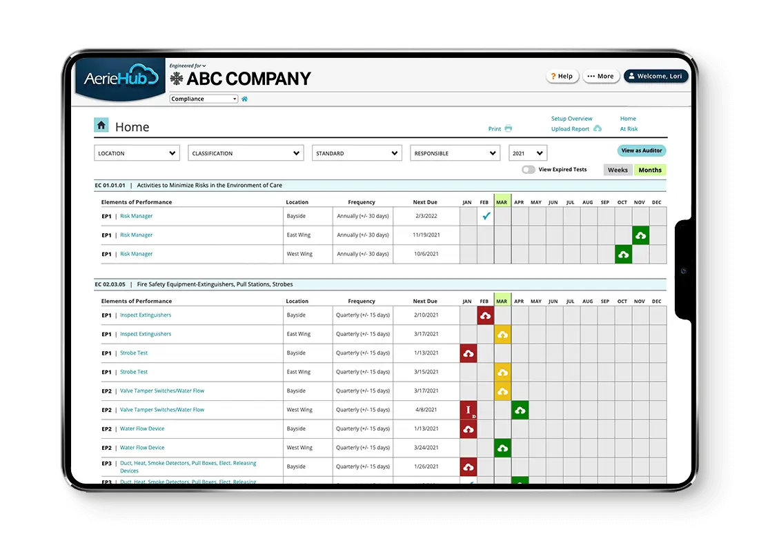 Compliance Module shown on the screen of an iPad