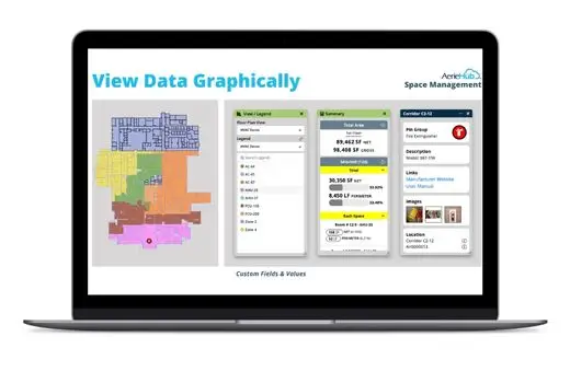 Screenshot of AerieHub's Facility Management System on a laptop