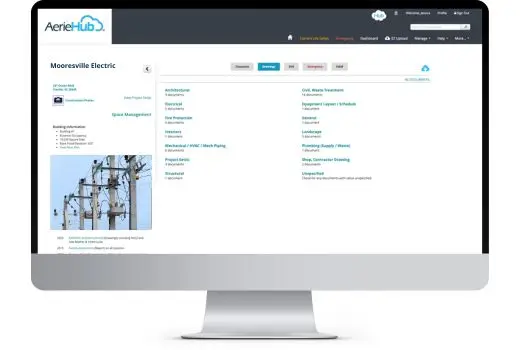 Screenshot of AerieHub software for Utilities
